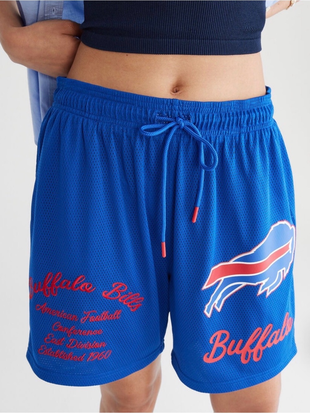 NEW Buffalo Bills Royal Blue Mesh Athletic Shorts with Patch Accents